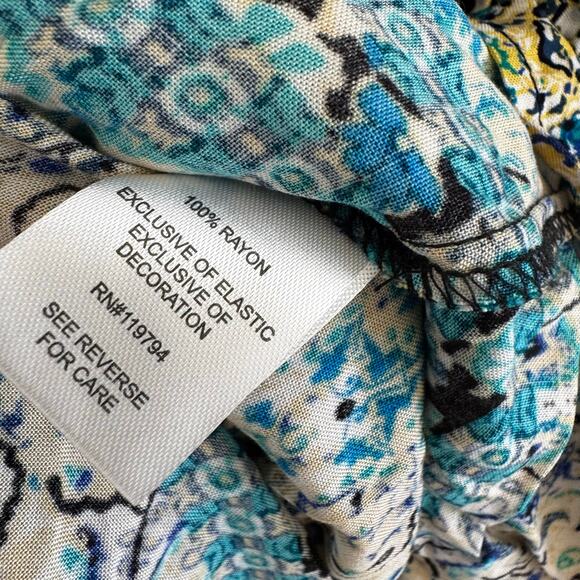 NWT One World Knee-Length Boho Floral Dress Tassels Smocking Women’s L - Picture 7 of 11